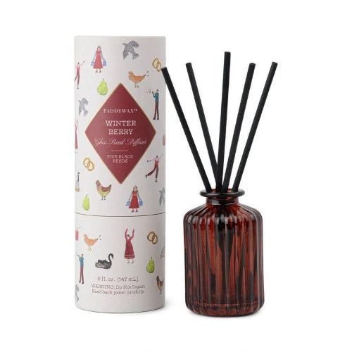Diffusore natalizio in vetro rigato - Rosso - Fragranza Winter Berry 147 ml (5 fl oz)