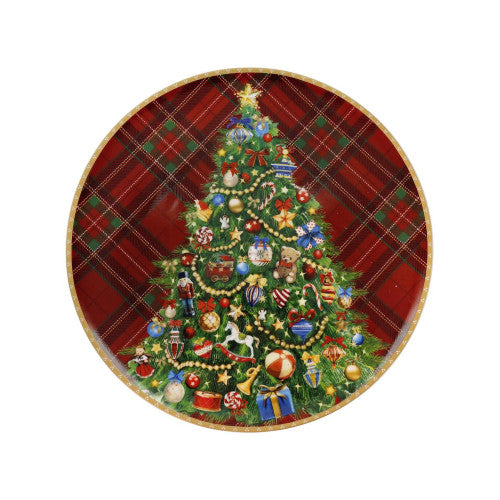 PIATTO PORTATA CHRISTMAS TARTAN   PORCELLANA