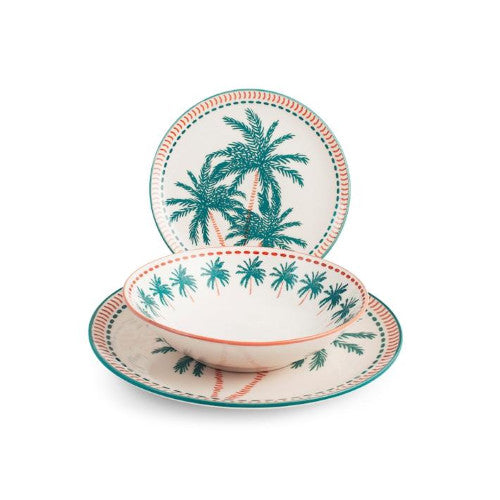 Servizio 18 piatti tavola haiti in stoneware decorato.H&H