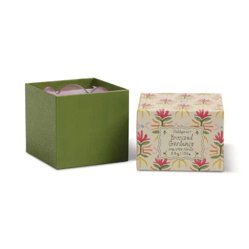 Candela in vetro Tulipano da 155 g (5,5 oz) viola e verde - Gardenia bronzata