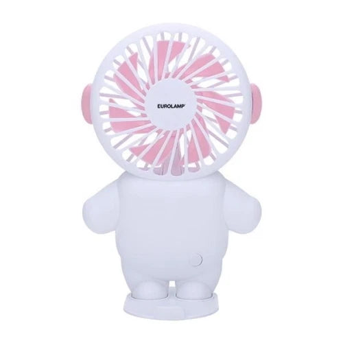 Ventilatore Portatile Ricaricabile USB Ø8 cm - Bianco/Rosa