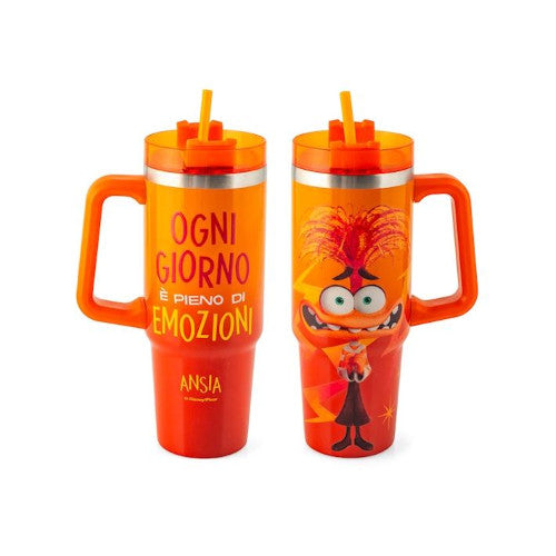 Mug termico in acciaio inox 18/10 con cannuccia inside out ansia lt 0,9H&H