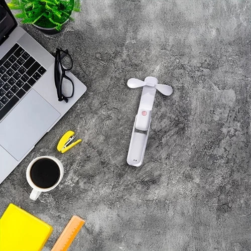 Ventilatore Portatile Ricaricabile USB Pieghevole Ø8 cm - Bianco