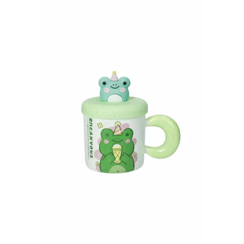 Brandani TAZZA L'ALLEGRA COMITIVA NEW BONE CHINA C/TAPPO E CANNUCCIA SILICONE rana