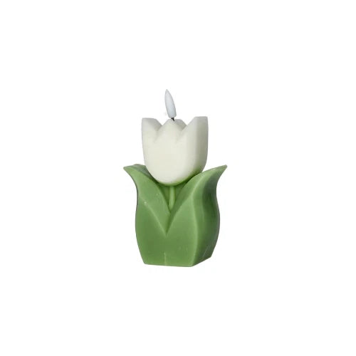 Brandani Candela LED Tulipano 15cm in Paraffina colore bianco