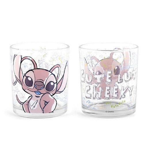 HOME IN ROMBO Bicchiere stitch&angel in vetro decorato cl 25 - Angel