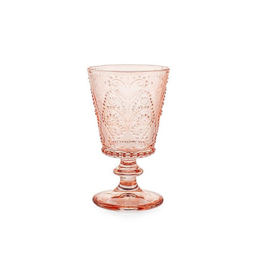 Set quattro calici garden in vetro lavorato colore rosa antico cl 25.H&H