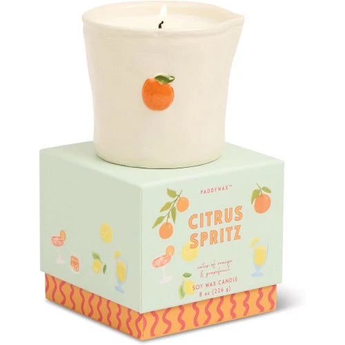 Candela in ceramica con decorazioni a rilievo arancioni Bistro da 226 g (8 oz) - Citrus Spritz