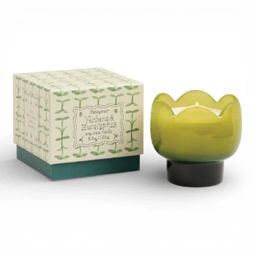 Candela Tulip 5.5oz/155g in vetro verde e verde scuro - Verbena e citronella
