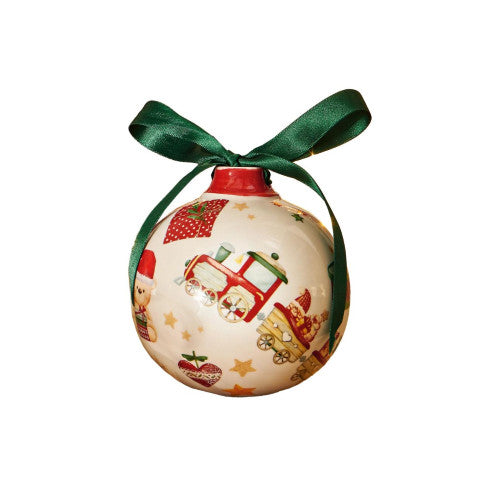 PALLA DI NATALE TRENINO CERAMICA