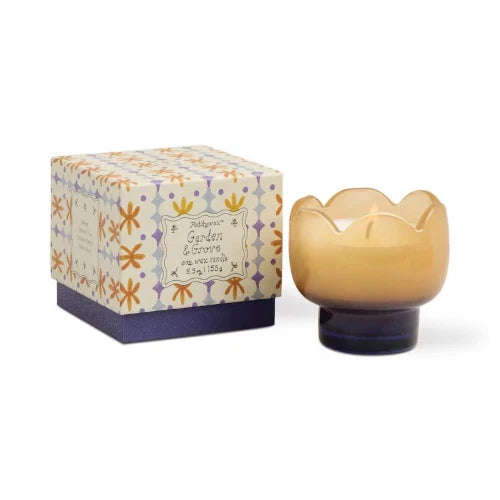 Candela in vetro Tulip da 155 g (5,5 oz) arancione e blu - Giardino e boschetto