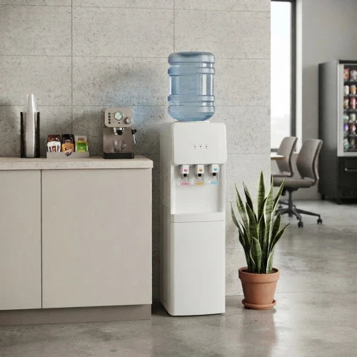 Dispenser d'Acqua da Pavimento con Vano Portaoggetti - Bianco