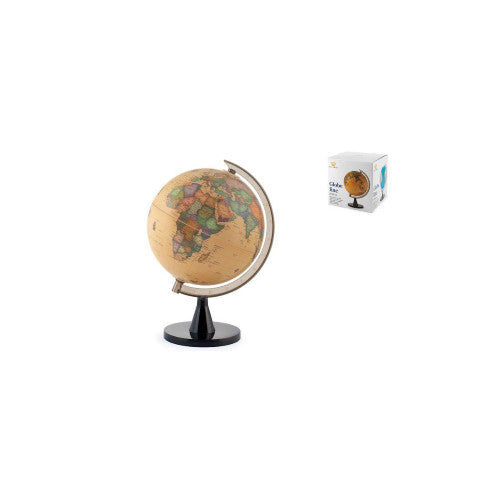 ROYAL NORFOLK  Globo mappamondo girevole con base in plastica decorato sfondo sabbia cm 20.