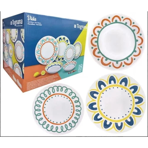 Servizio piatti 18 pezzi Vida Porcellana Multicolor tognana