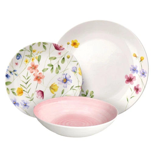Servizio piatti 18 pezzi Petals Multicolor