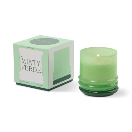 Candela impilabile in vetro da 198 g (7 oz) verde brillante e verde scuro - Verde menta