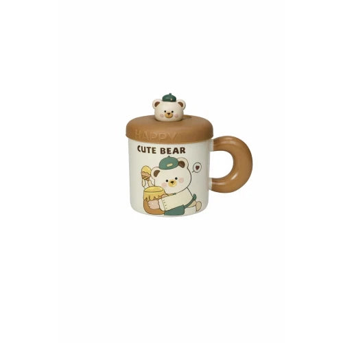 Brandani TAZZA L'ALLEGRA COMITIVA NEW BONE CHINA C/TAPPO E CANNUCCIA SILICONE orso
