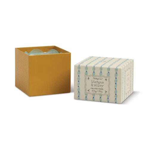 Candela in vetro Tulip da 155 g (5,5 oz) blu e ocra - Glicine e Salice
