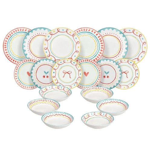Servizio piatti 18 pezzi Cherry Pop Multicolor