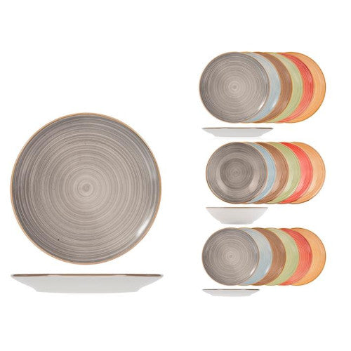 Servizio 18 piatti tavola opera in stoneware colori assortitiH&H