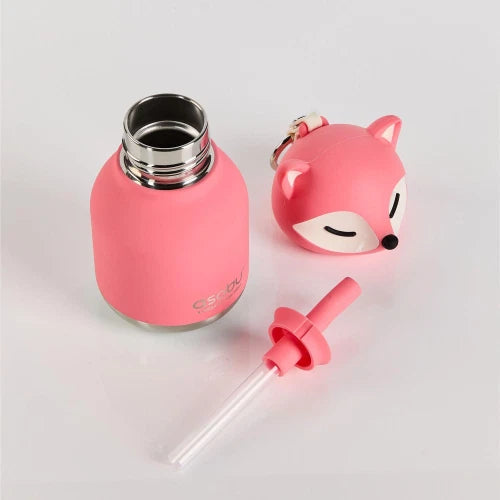 Mini Bestie Volpe Rosa - Borraccia termica da 200 ml con cannuccia