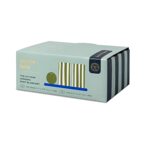 Set di bicchierini da tequila in ceramica Lily Mae - Cobalto + Oliva