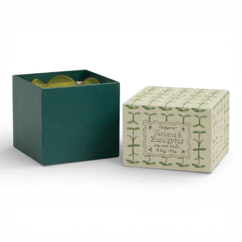 Candela Tulip 5.5oz/155g in vetro verde e verde scuro - Verbena e citronella