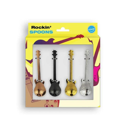 WINKEE Cucchiaini da caffè a forma di chitarra, set da 4