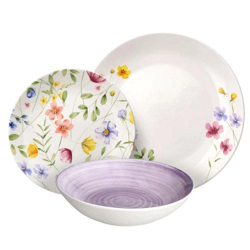 Servizio piatti 18 pezzi Petals Multicolor