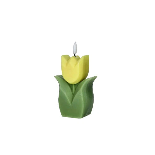 Brandani Candela LED Tulipano 15cm in Paraffina colore giallo