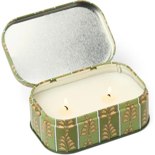 Candela Cherie in latta stampata da 127 g (4,5 oz) - Verde e kaki - Pistacchio affumicato