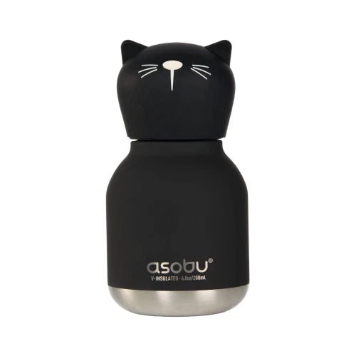 Mini Bestie Gatto nero - Borraccia termica da 200 ml con cannuccia