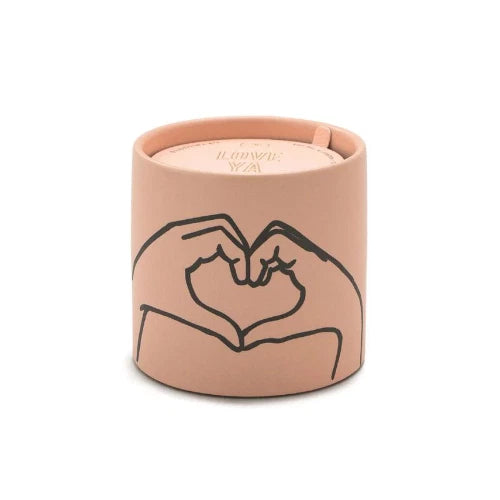 Candela in ceramica Impressions 163 g - Rosa antico - Cuore - Tabacco e vaniglia