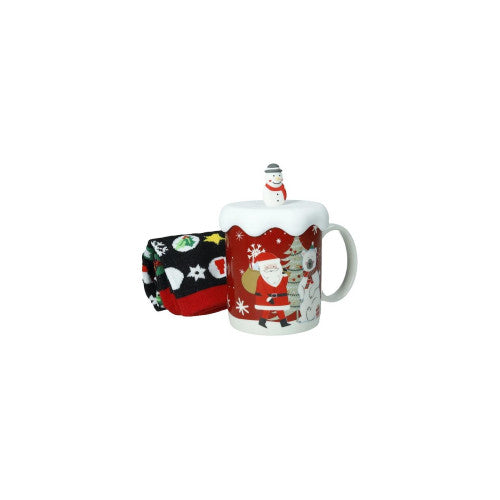 MUG NEW BONE CHINA C/TAPPO PUPAZZO   SILICONE E CALZINI COTONE