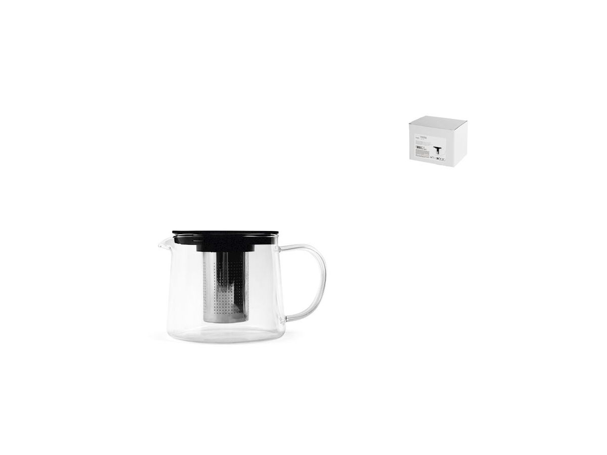 Teiera in vetro borosilicato trasparente lt 1. con filtro in acciaio inoxH&H
